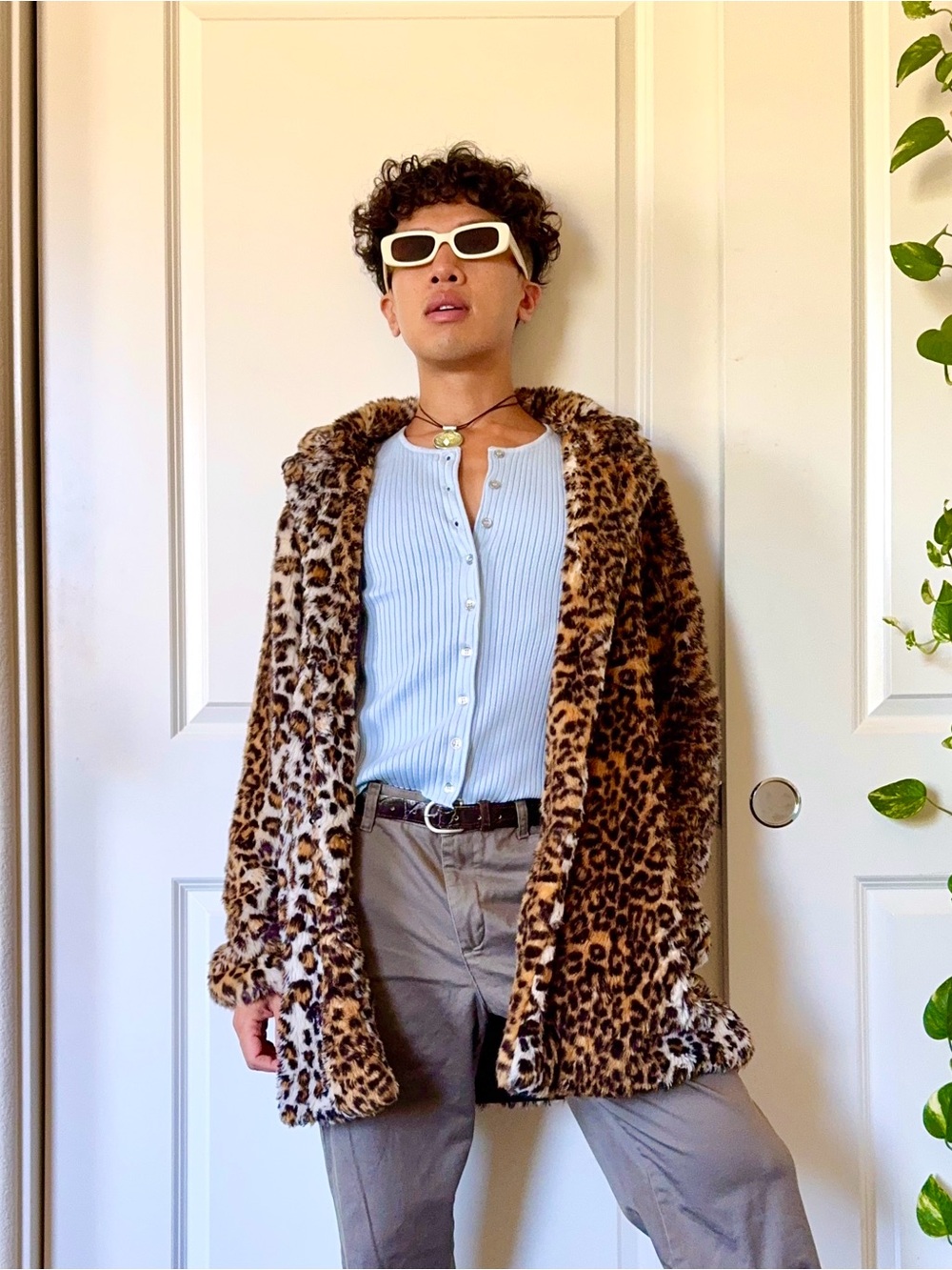 Vintage Y2K Leopard Faux-Fur Coat